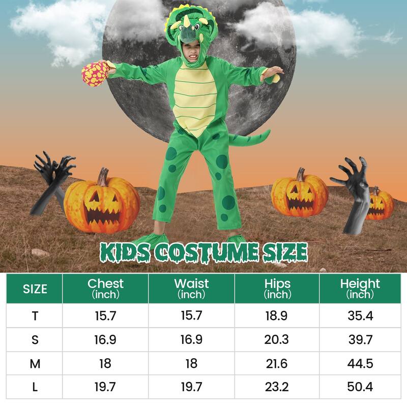 Halloween Dinosaur Costume Triceratops Dress Up Deluxe Triceratops Costume Orange for Kids,L