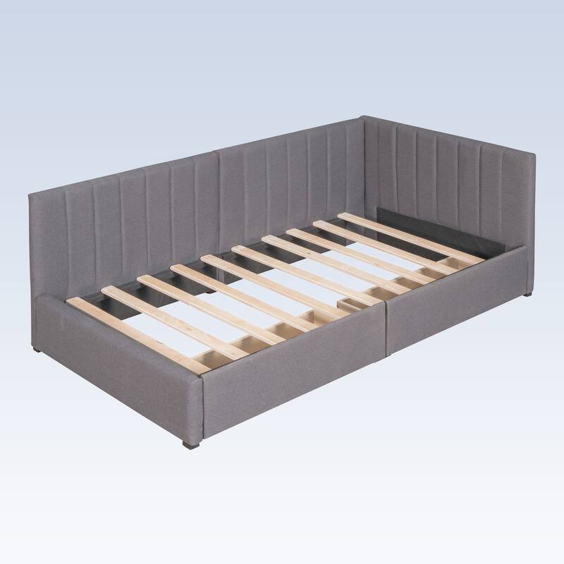 Modern Twin Size Upholstered Daybed with 2 Storage Drawers