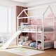 preview thumbnail 2 of 20, Multifunctional Twin Over Twin Bunk Bed with Slide and Ladder,House Bed with Roof