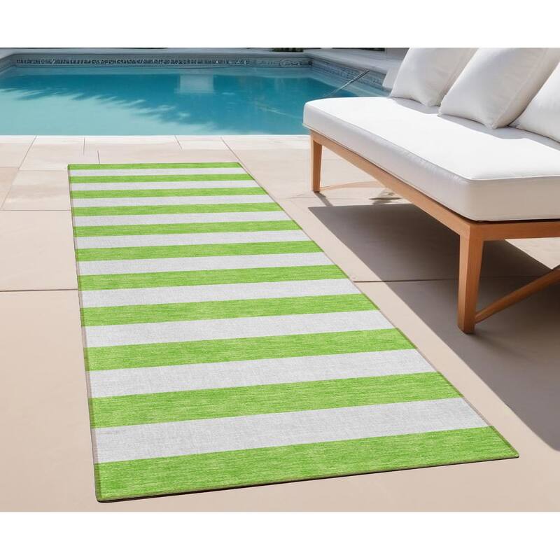 Dara Stripe Weather Resistant Classic Meets Modern Runner Outdoor Rug - 2' X 8' - Multi