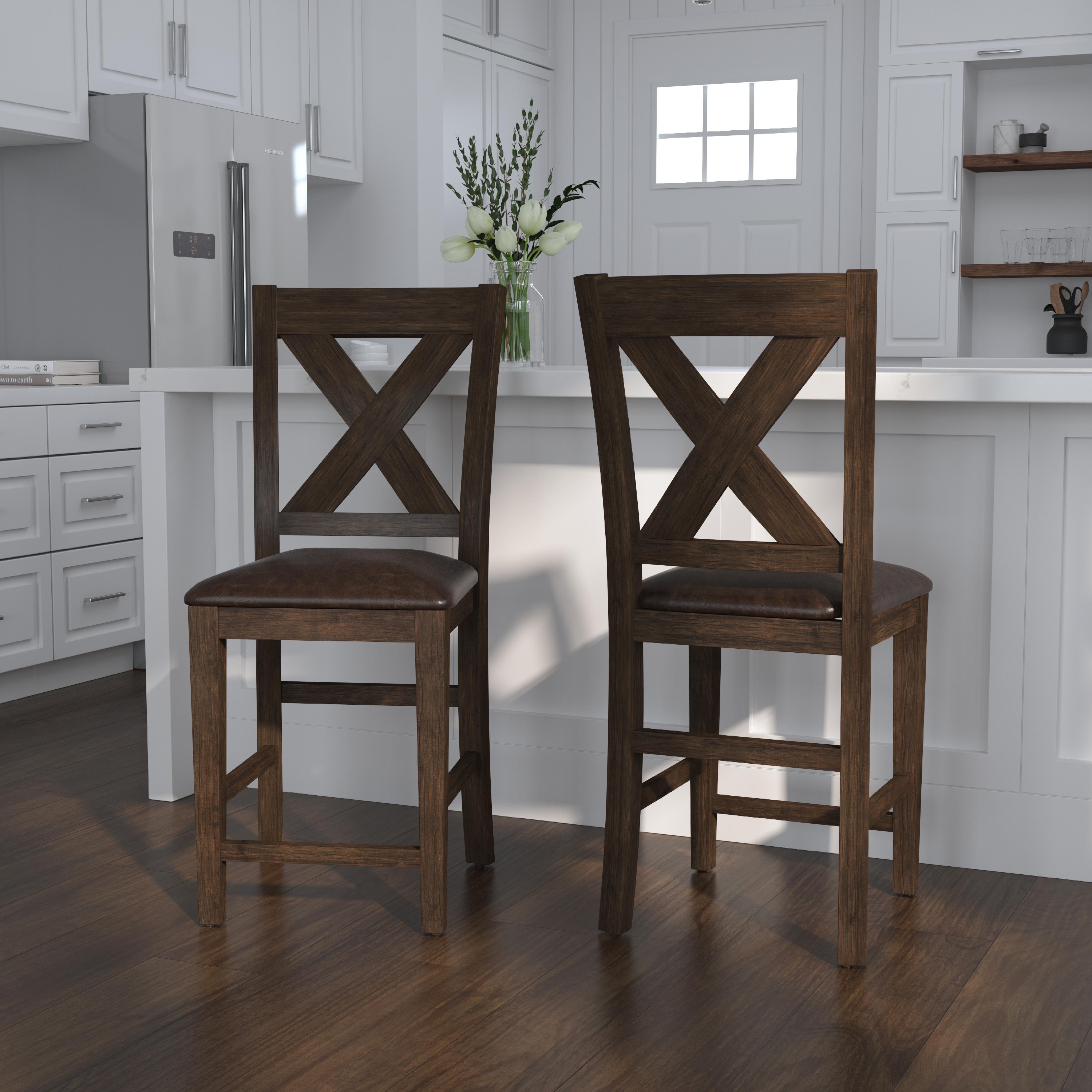 Espresso wood counter 2025 stools