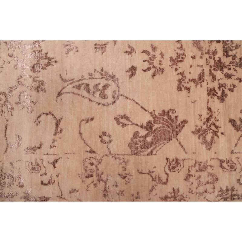 ECARPETGALLERY Hand-knotted Heritage Tan Silk, Wool Rug - 2'6 x 16'2