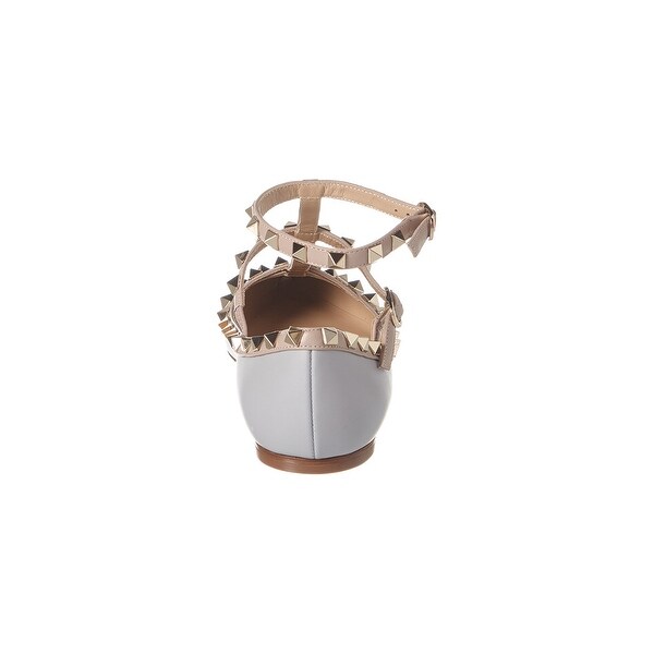 valentino rockstud caged leather ballerina flat