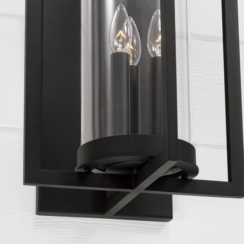 Kent Black Outdoor Wall Lantern w/ Clear Glass