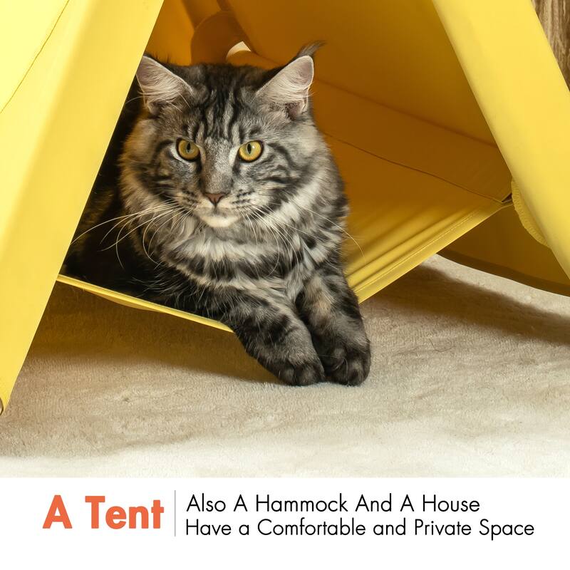 Pet Tent, Cat Tent,Wooden Cat House - Yellow