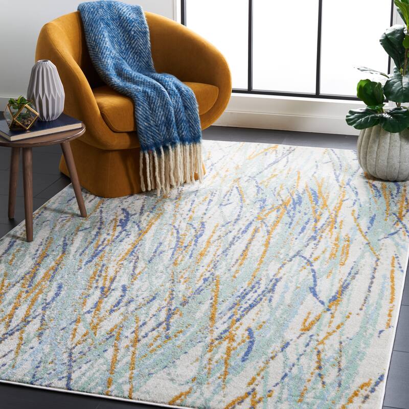 SAFAVIEH Skyler Santos Modern Abstract Rug - 5'5" x 7'7" - Gold/Blue Green
