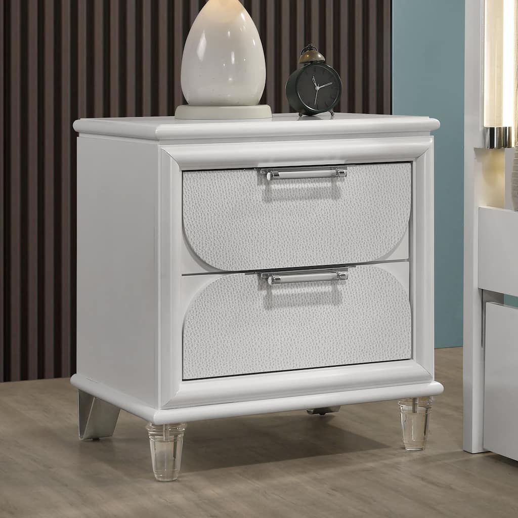 Furniture of America Drima Modern Pearl White Solid Wood 2-Drawer Kids Nightstand