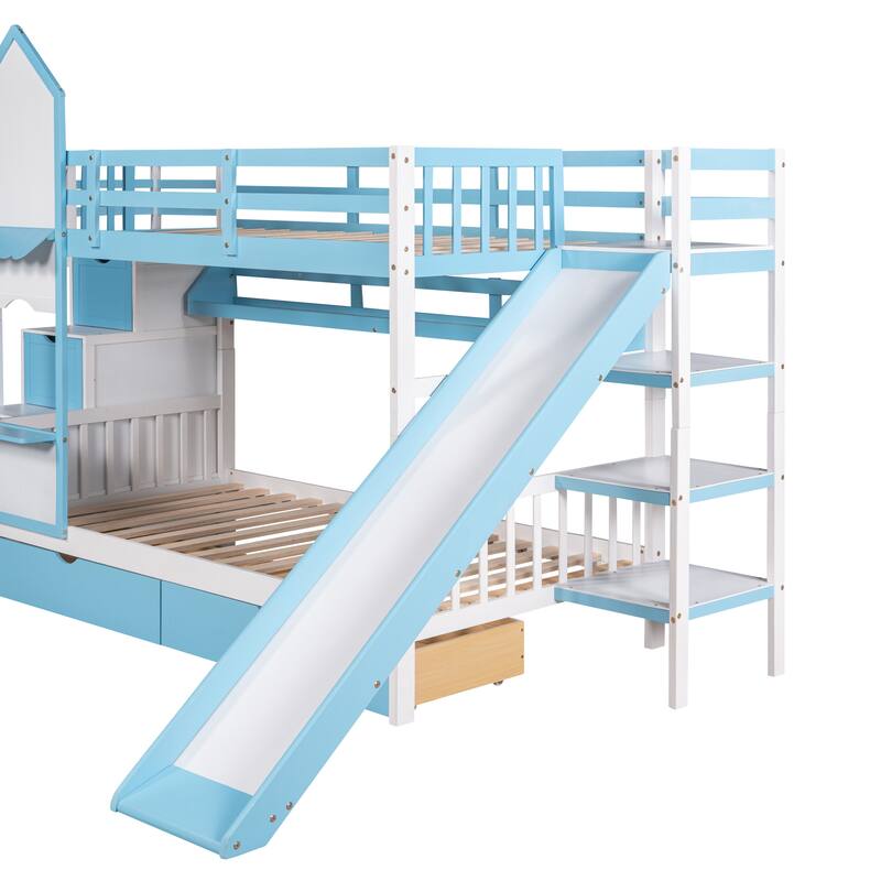 Twin-Over-Twin Castle Style Bunk Bed