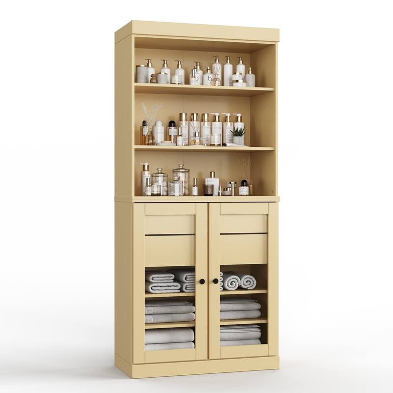 100% Solid Wood 32" Bathroom Cabinet with Optional Doors, 2-Drawers by Palace Imports