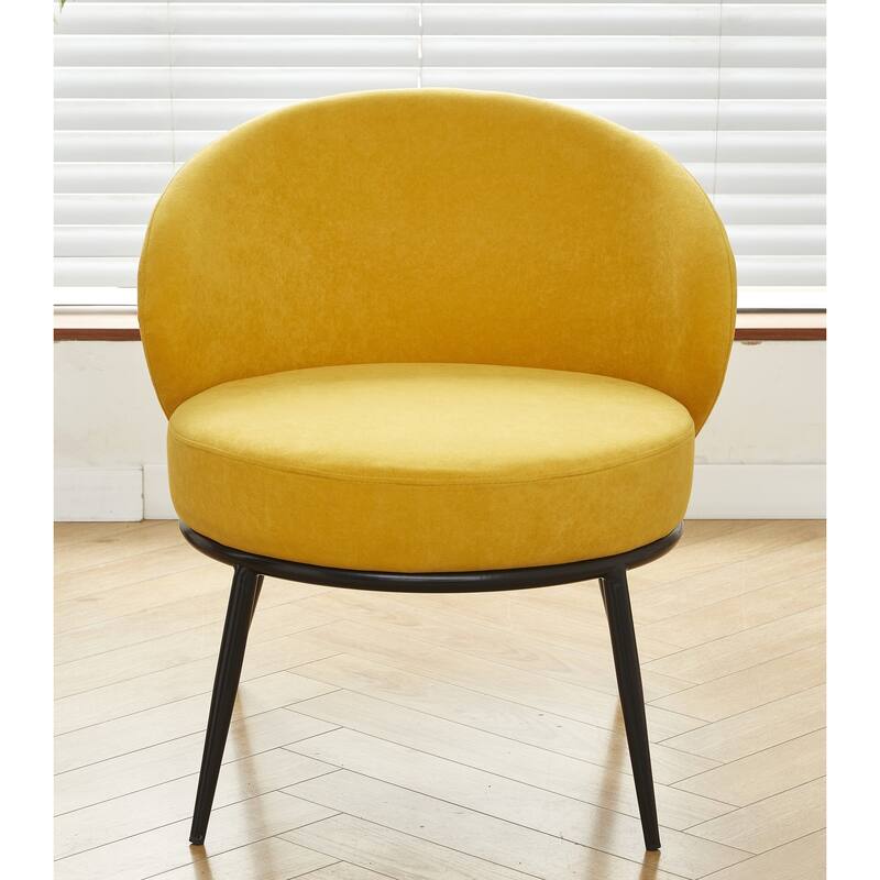 Mid Century Velvet Upholstered Living Room Accent Chair - Yellow