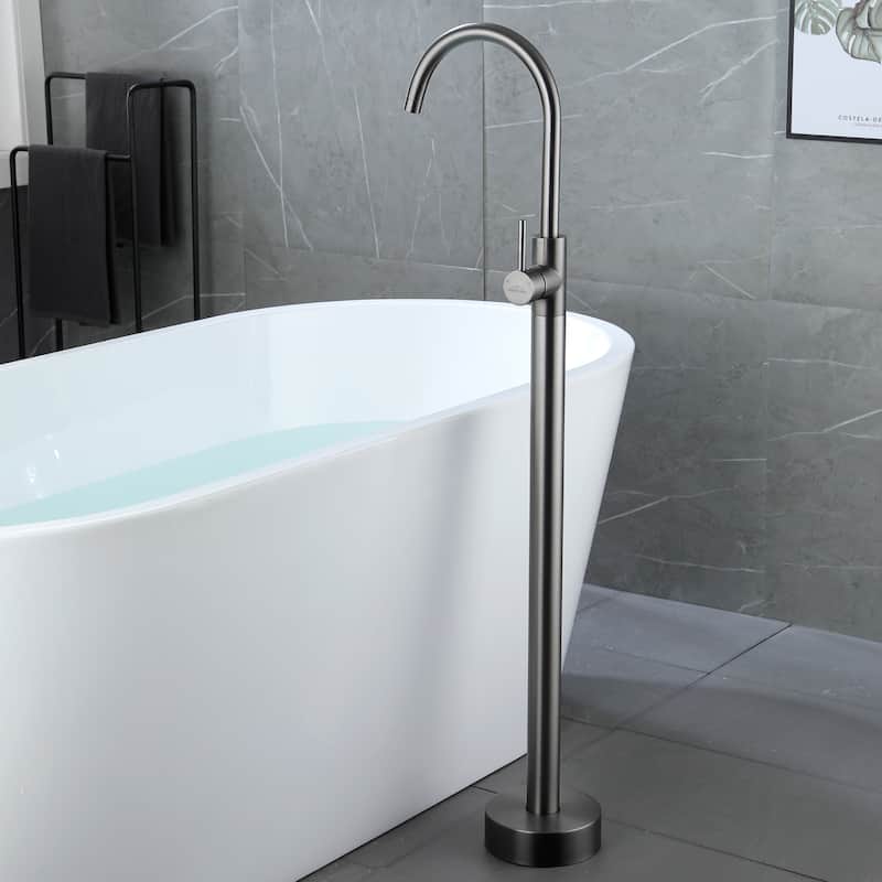 Freestanding Floor Mount 1-Handle Bath Tub Filler Faucet