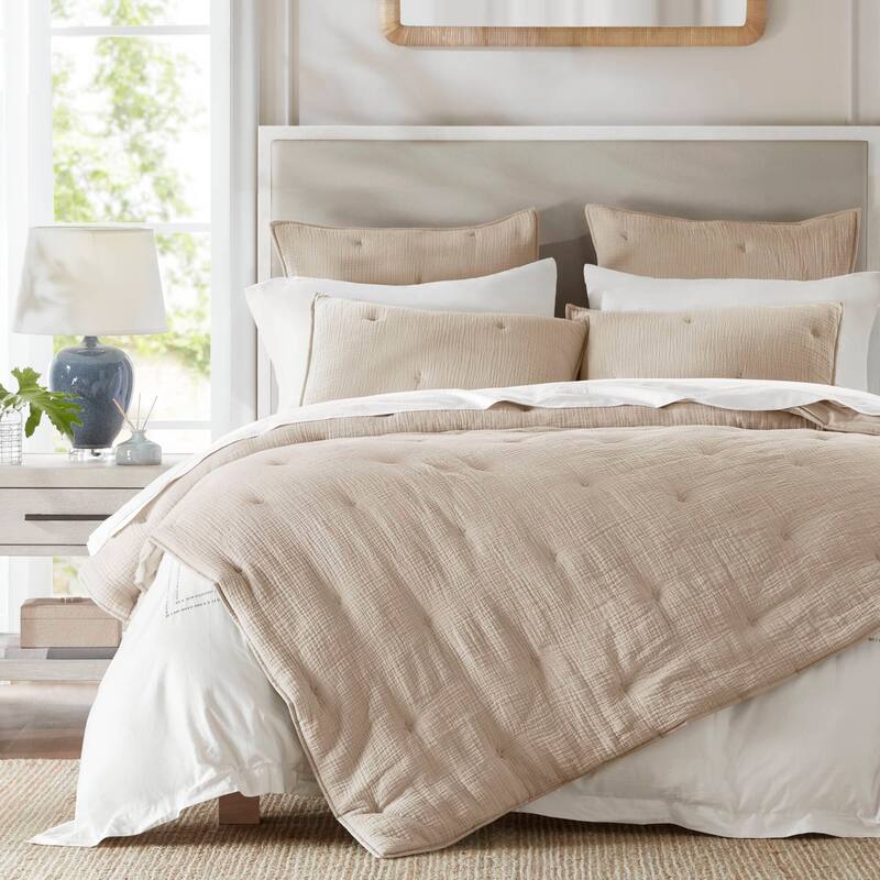 Harbor House Breeze Cotton Gauze Embroidered Quilt Set