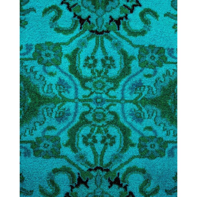 Overton Hand Knotted Wool Vintage Inspired Modern Contemporary Overdyed Blue Area Rug - 2' 9" x 4' 1"