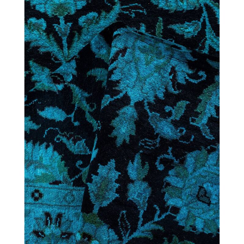 Fine Vibrance, One-of-a-Kind Hand-Knotted Runner Rug - Blue, 2' 6" x 9' 10" - 2' 6" x 9' 10"