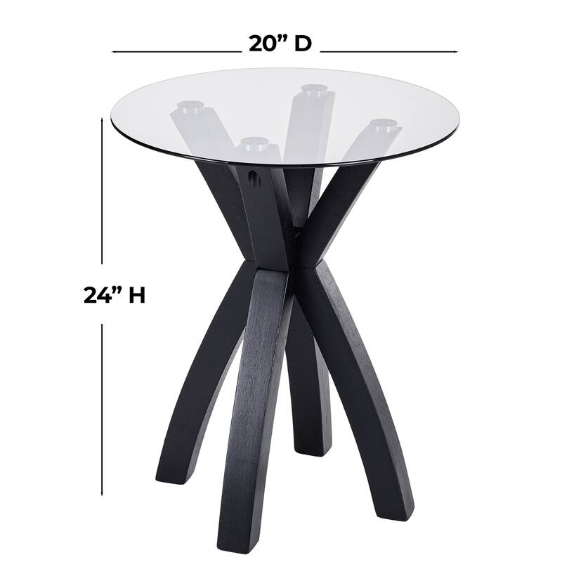 Modern Nesting Table Glass End Table with Criss Cross Base 24" Round