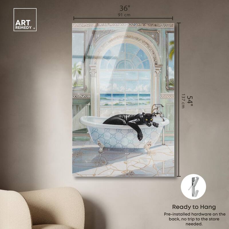 Panther Arch Bathroom Glam Acrylic by Art Remedy, Ready to Hang