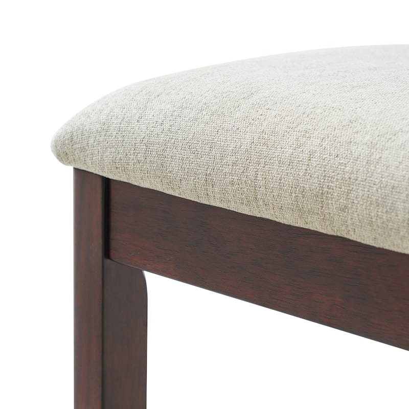 5-Piece Round Dining Table Set for 4 People, 1 Folding Wood Dining Table + 4 Upholstered Chairs, for Small Apartments