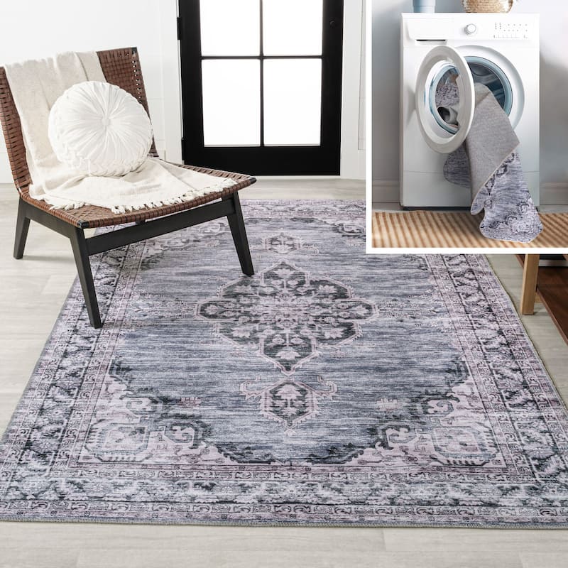JONATHAN Y Chapell Cottage Medallion Machine-Washable Area Rug