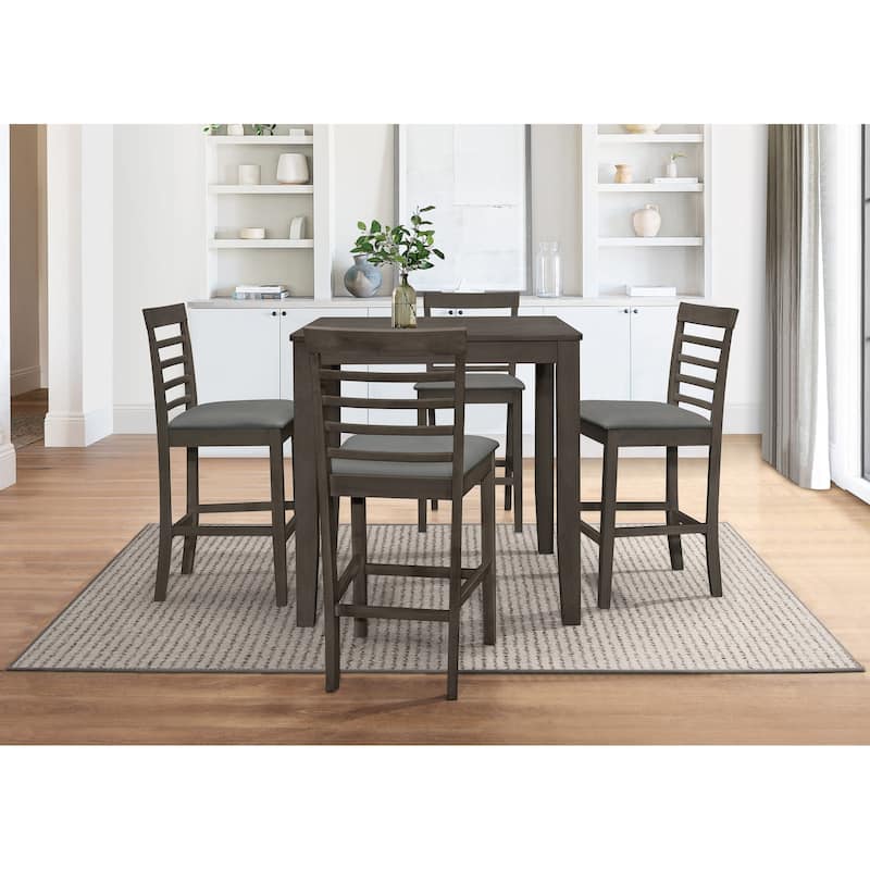 5-pieces Counter Dining Table and Chair - Table With 4 Chairs - Taupe