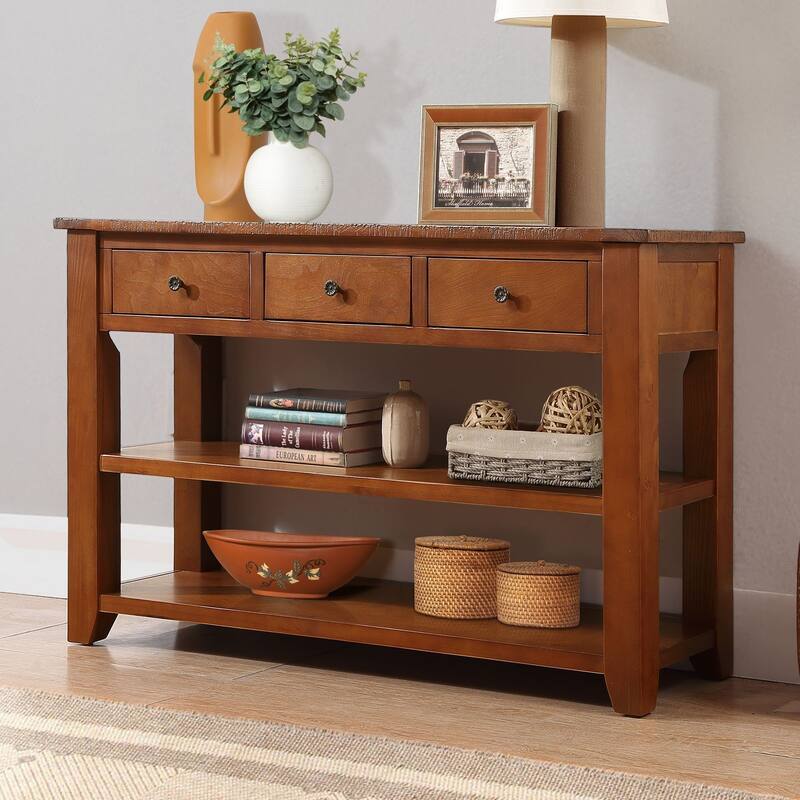 Console Table Rustic Sofa Table End Table Coffee Table, Brown