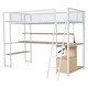 preview thumbnail 19 of 27, Twin Size Loft Bed with LED Light and Built-in Work Station, Metal Loft Bedframe w/ Storage Cabinet, Shelves & Charging Station