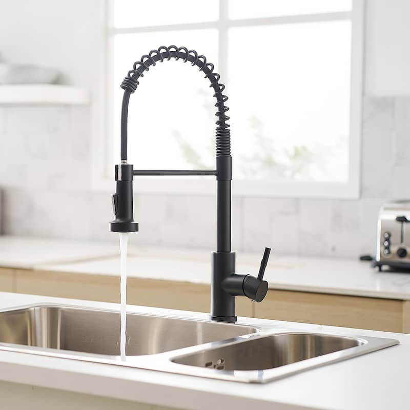 Matte Black and Brushed Nickel Single Handle Pull Out Sprayer Kitchen Faucet with Advanced Spray Kitchen Tap