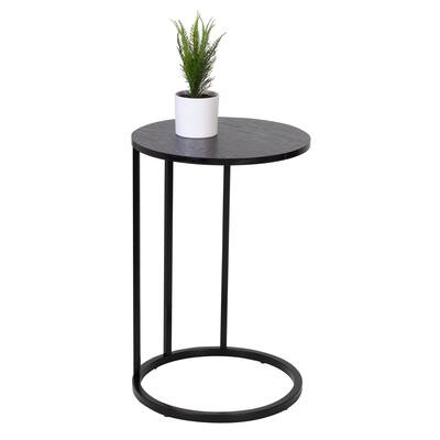 Round C End Table, Black