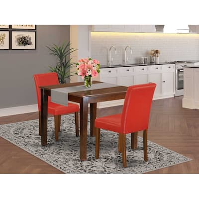Vintage Kitchen Table Set - 36 Inch Square Table with 2 Parsons Chairs - Retro Dining Set