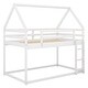 preview thumbnail 9 of 14, White Twin Over Twin Low House Bunk Bed with Ladder