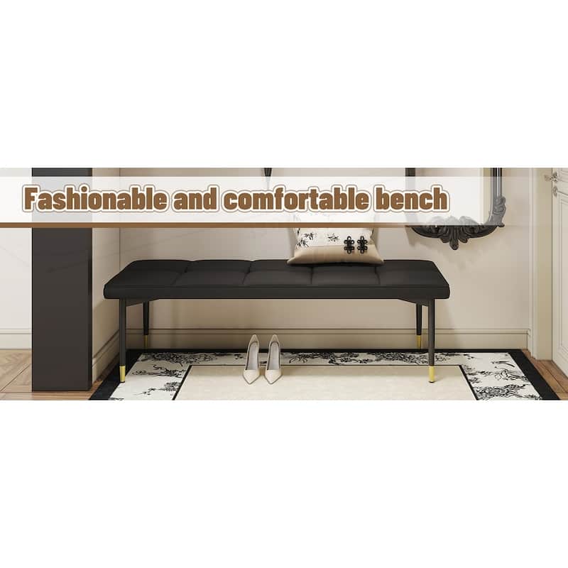 59*17 Inch Multifunctional Black Shoe Bench