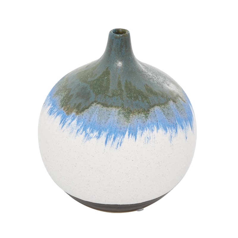 Ceramic Abstract Handmade Decorative Vase with Dripping Effect - White - Roche River Decor