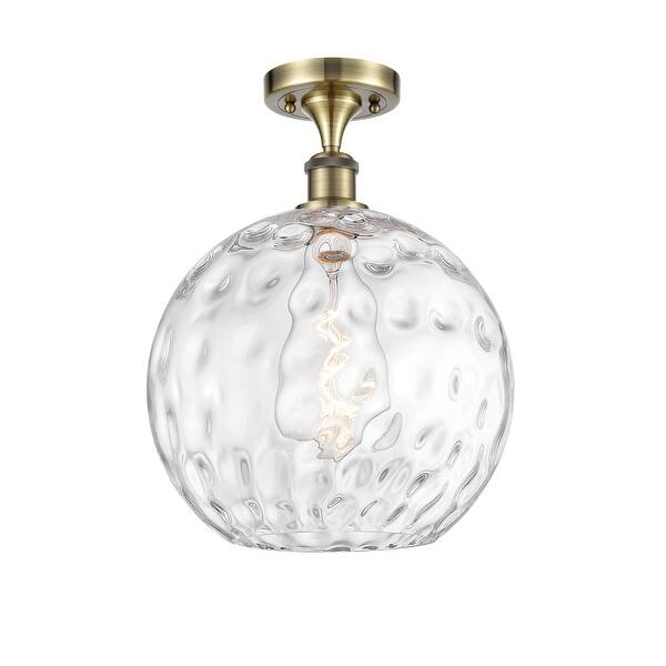 slide 2 of 23, Innovations Lighting Athens Water Glass - 1 Light 12" Semi-Flush Mount Antique Brass/Clear Water Glass