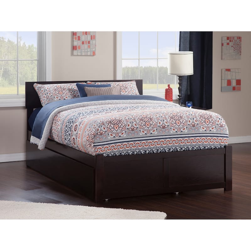 Orlando Full Platform Bed with Footboard and Full Trundle Bed