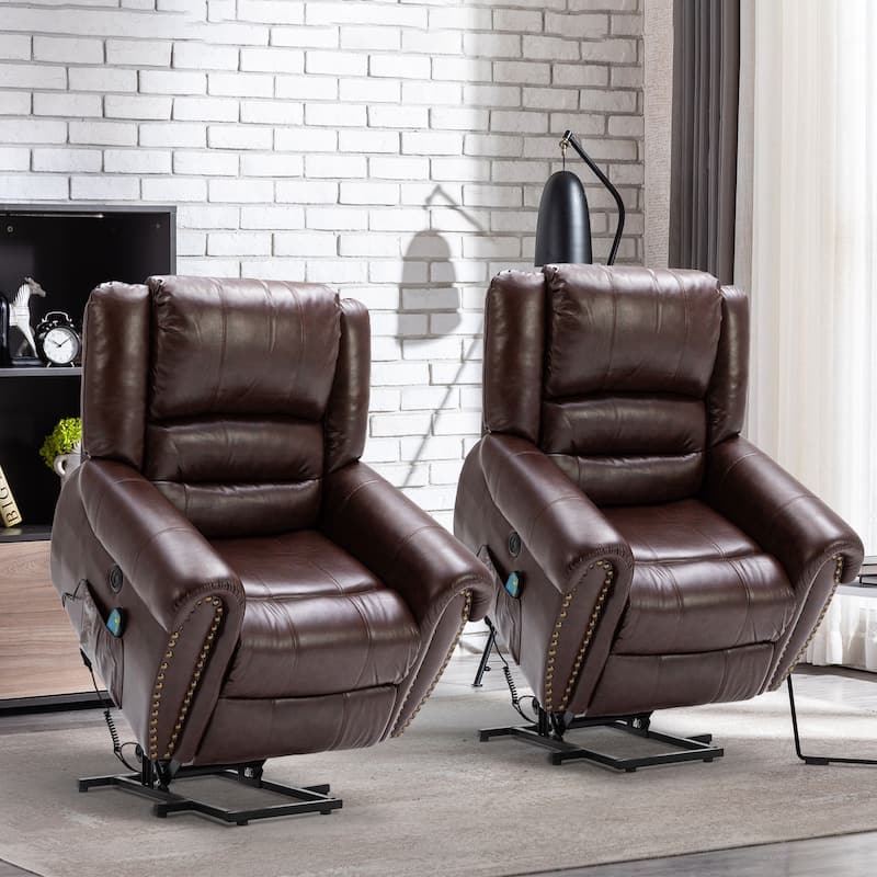 Breathable Rivet Power Lift Recliner Chair with Massage,Heat and USB Port