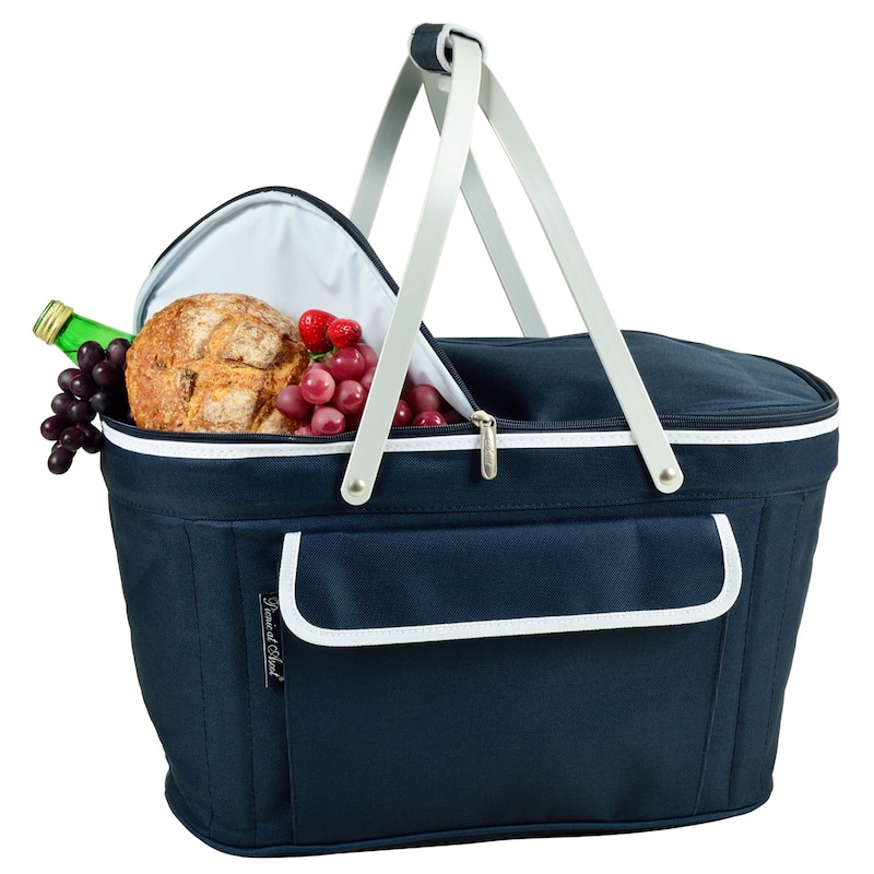 Picnic at Ascot Bold Collapsible Basket Cooler - Blue
