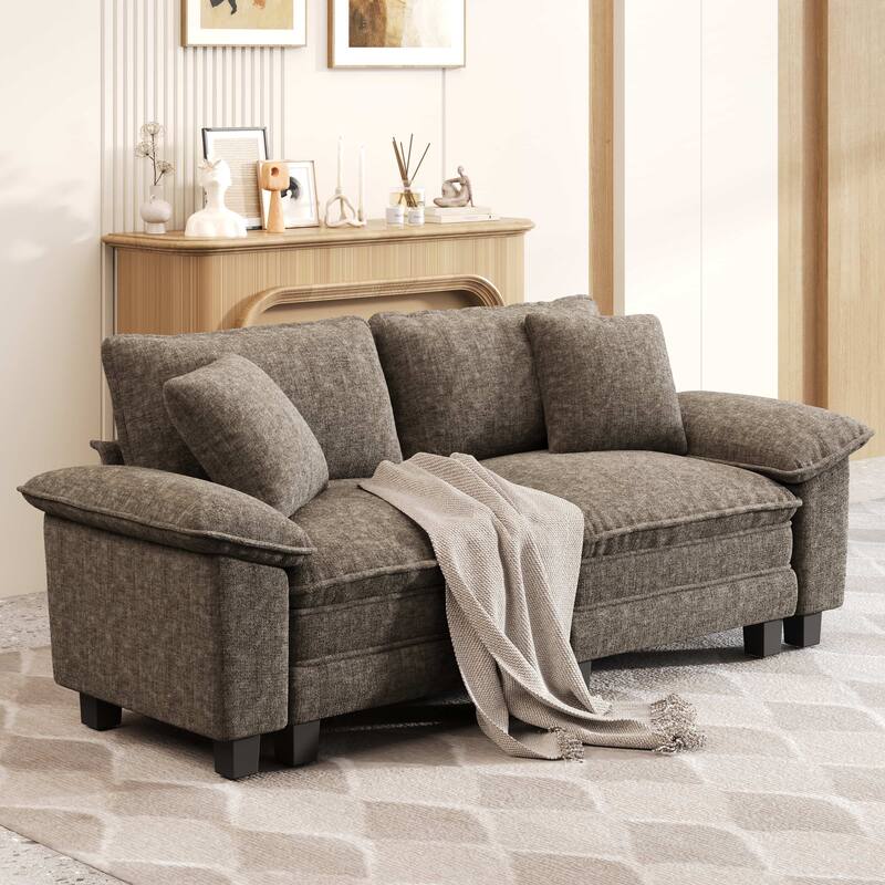 MAISON ARTS Cloud Modular Deep Seat Sofa, Chenille or Corduroy Sectional Couch with Removable Arms, 1–4 Seater - Smoky Grey Chenille(2 Pieces) - Symmetrical