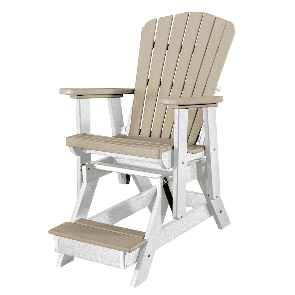 40 in. W and 300 lb Seating Capacity Wood Outdoor Glider in White HDPE Frame Material