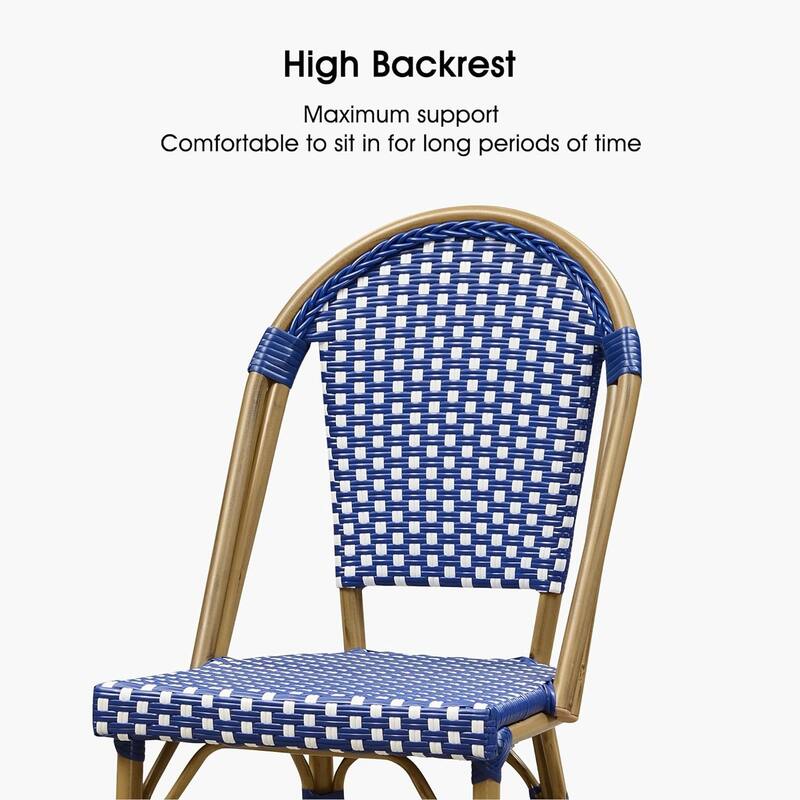 PURPLE LEAF White Print Finish Patio Bar Chairs with Back Rattan Bar Chairs French Bistro Set for Kitchen Outdoor Counter Stool