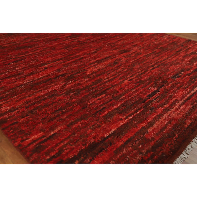 Red Moroccan Oriental Rug Handmade Wool Carpet - 5'2" x 6'7" - 5'2" x 6'7" - Red