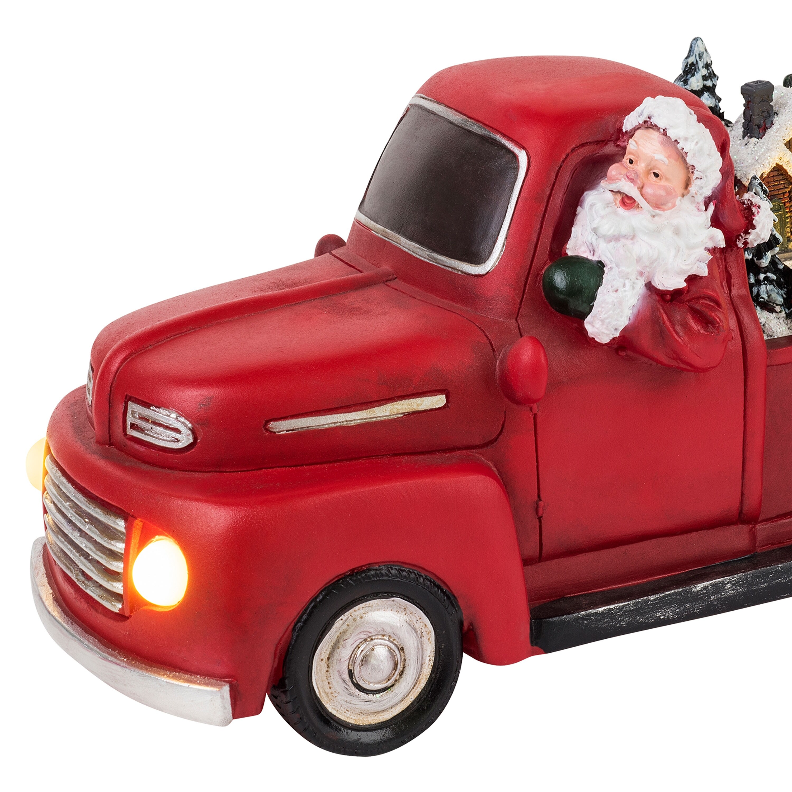 11 in. Animated Nostalgic Red Truck - White Santa - Thumbnail 4