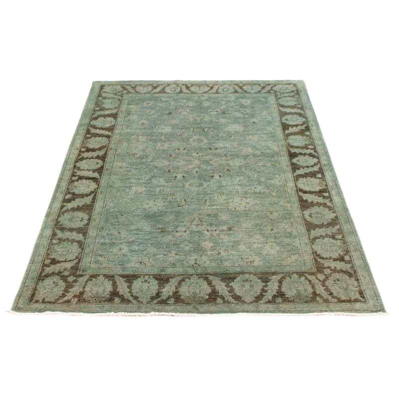 ECARPETGALLERY Hand-knotted Vibrance Teal Wool Rug - 6'1 x 9'1