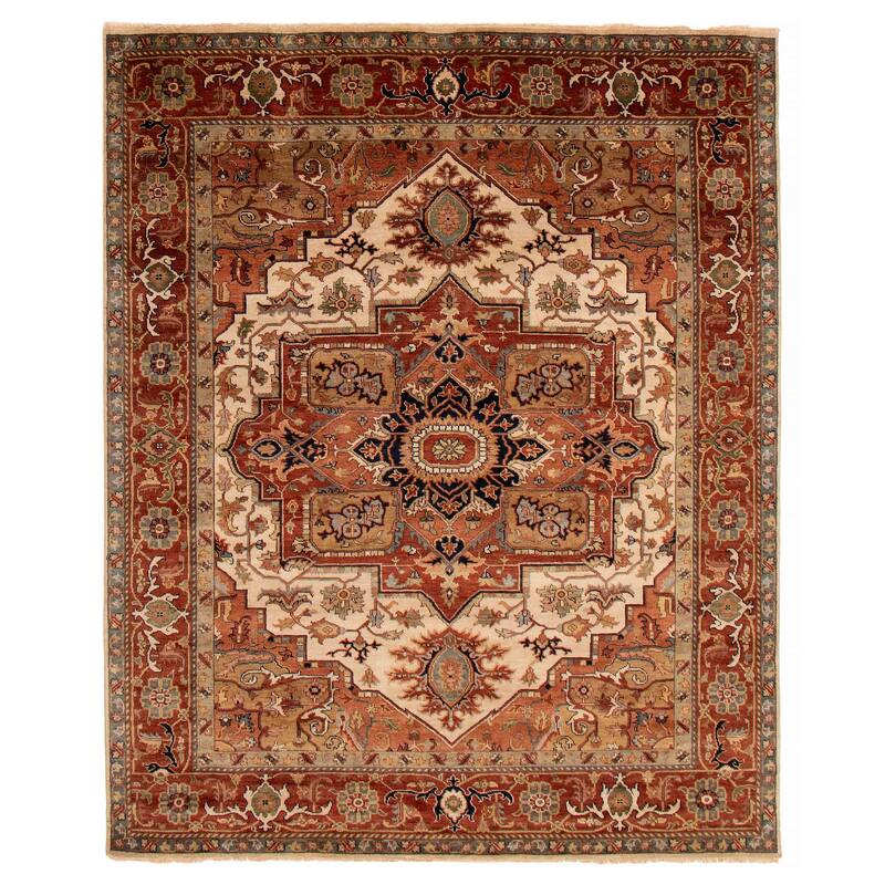 ECARPETGALLERY Hand-knotted Jules Sultane Ivory Wool Rug - 7'9 x 9'8 - Ivory - 7'9 x 9'8