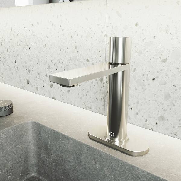 Shop Vigo Halsey 1 Handle Single Hole Bathroom Faucet In Brushed Nickel With Deck Plate Overstock 31484120