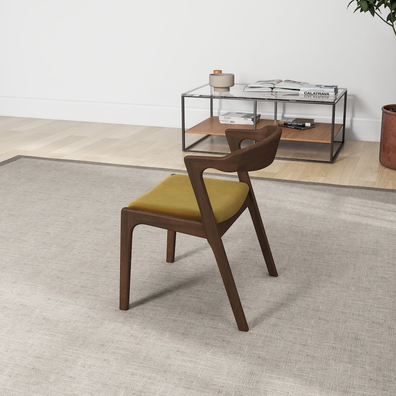 GDFStudio - Dakota Mid-Century Modern Velvet Upholstery Dining Chair with Solid Wood Legs & Foam Cushion, Set of 2 - 21"