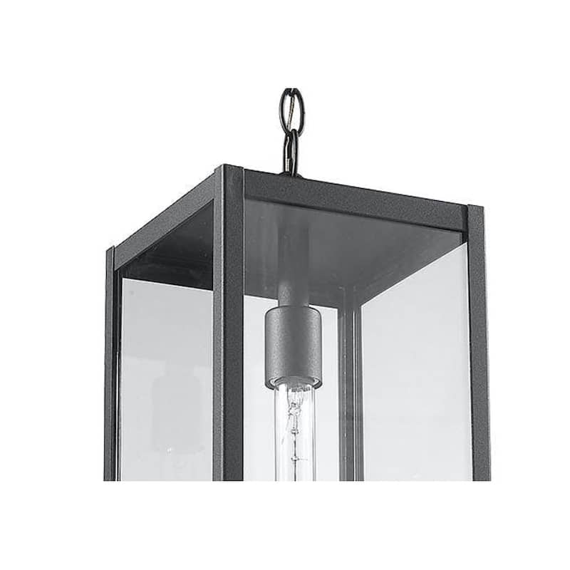 Clear Glass Outdoor 22" High Hanging Black Aluminum Light