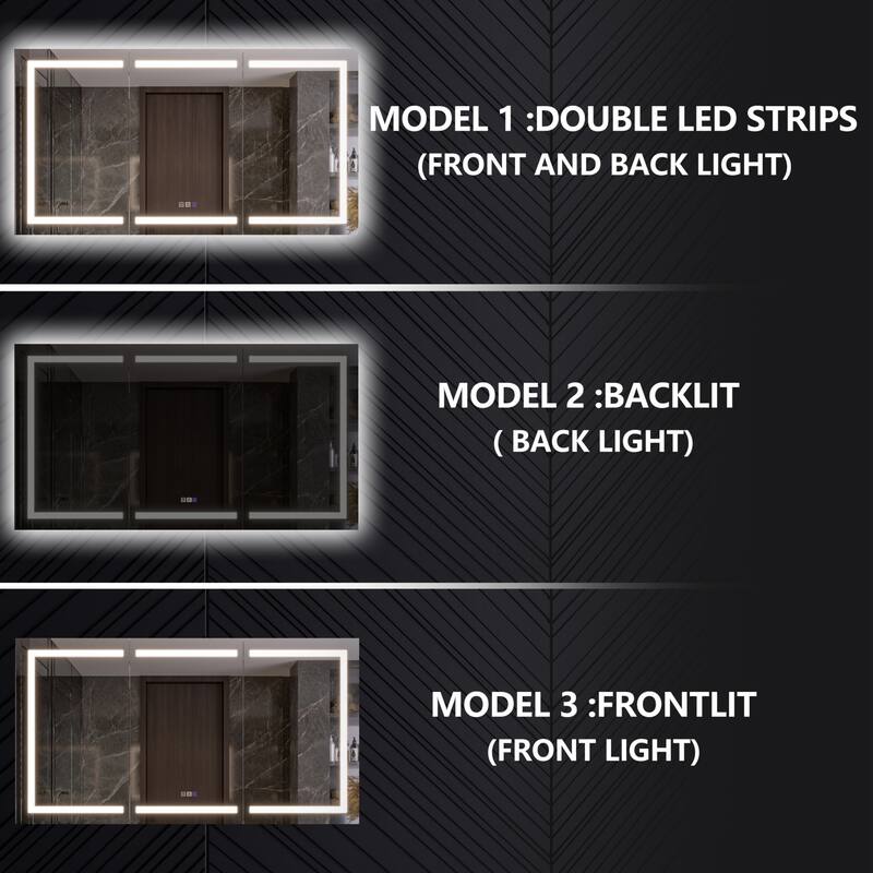 Modland 48"-72"W x 36"H Lighted Bathroom Medicine Cabinet with Backlit & Frontlit Modes,Anti-Fog