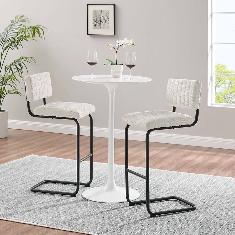 Parity Boucle Bar Stools - Set of 2 - Black Ivory - Set of 2