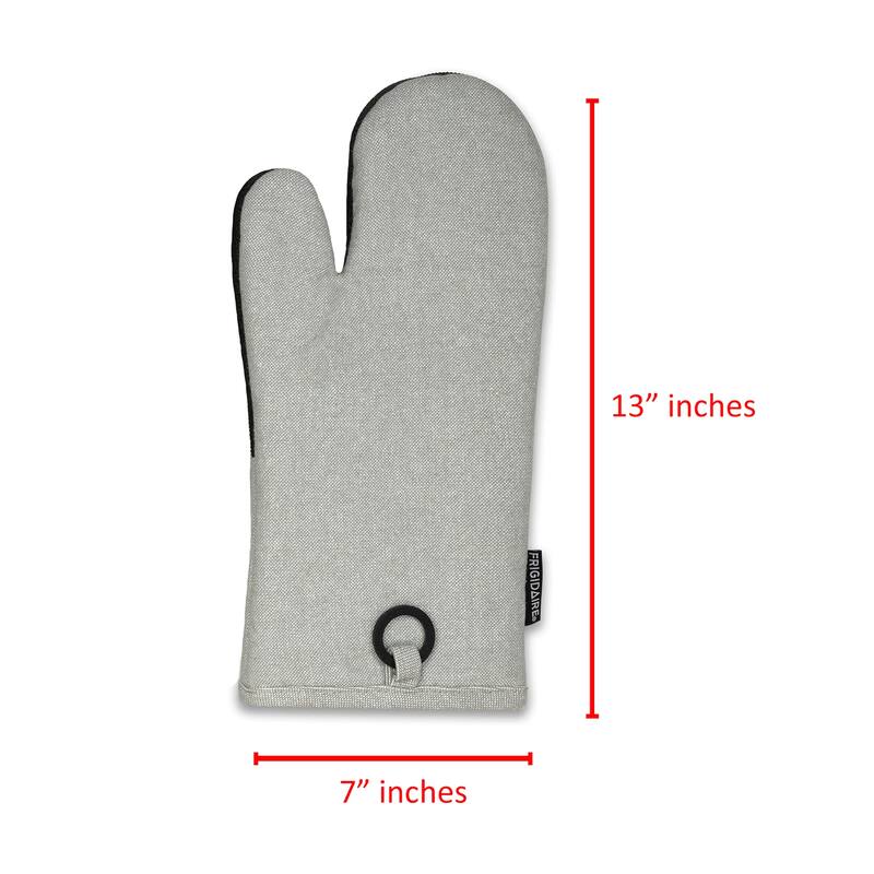Grey Heat Resistant Thick Soft Quilted Lining Kitchen Oven Glove Mitts With Neoprene - 1 Pair