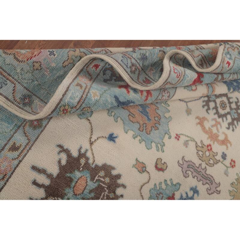 Floral Oushak Area Rug Hand-Knotted Wool Carpet - 8'0"x 9'8"