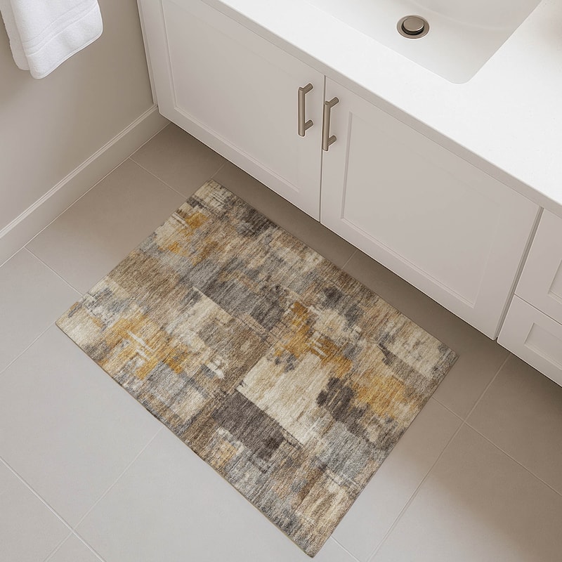 Premium Washable Super Soft Modern Prota Mayfield Rug - Brown - 1'8" x 2'6"